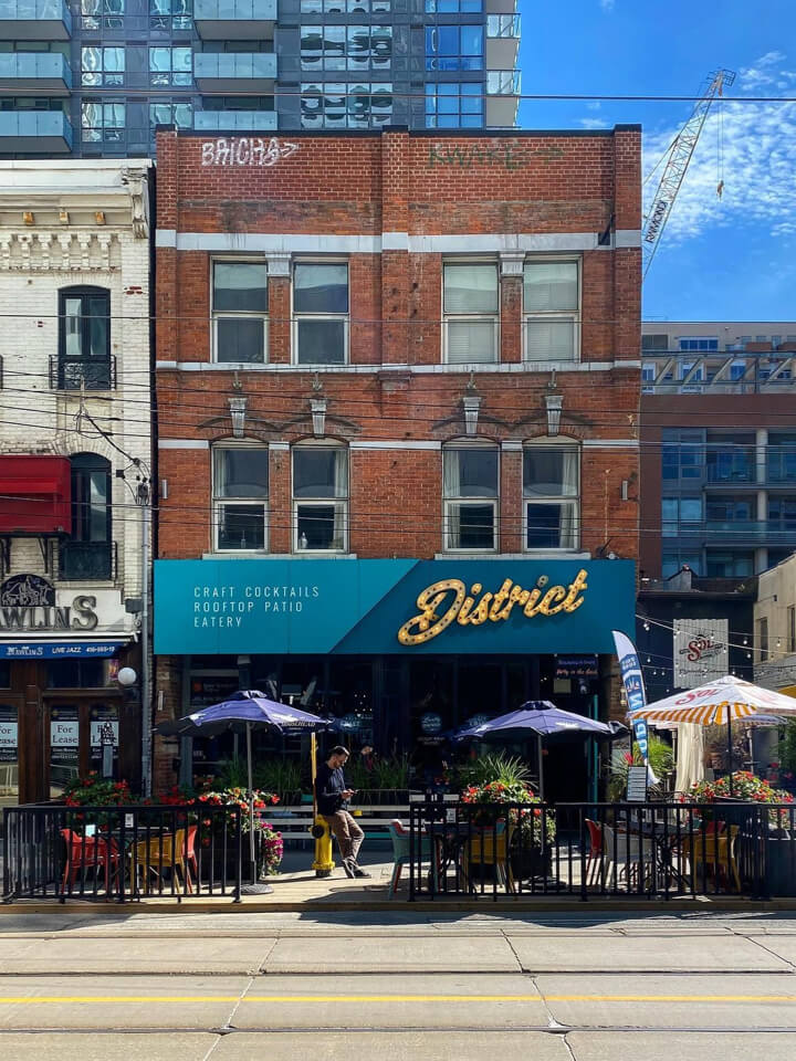 The restaurants and shops of King Street West entertainment district Toronto